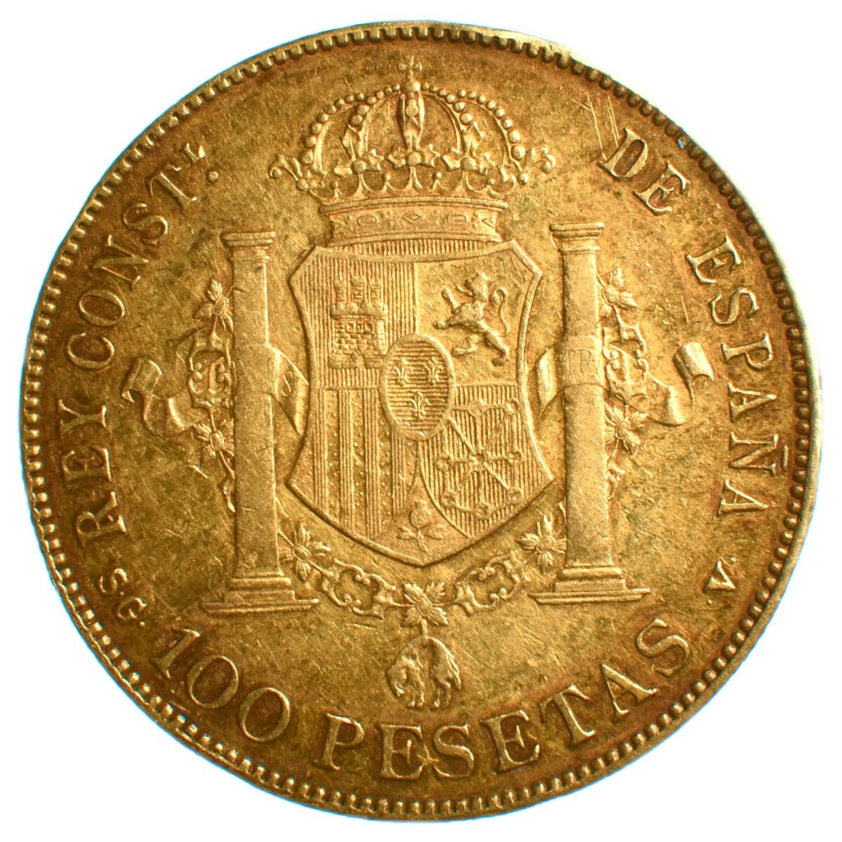 espagne 100pesetas or 1897 revers 440