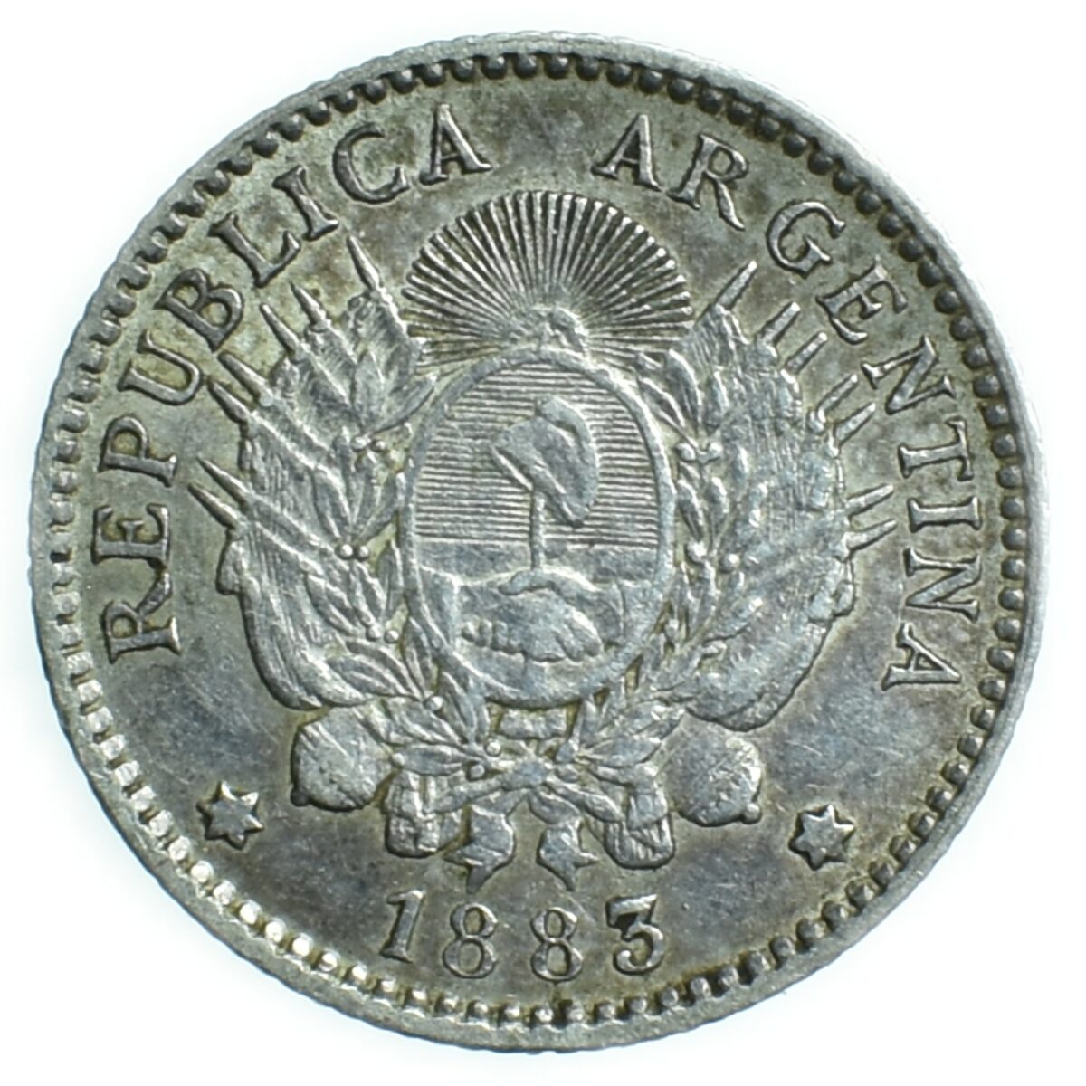 10 centavos 1883 argentine avers 55