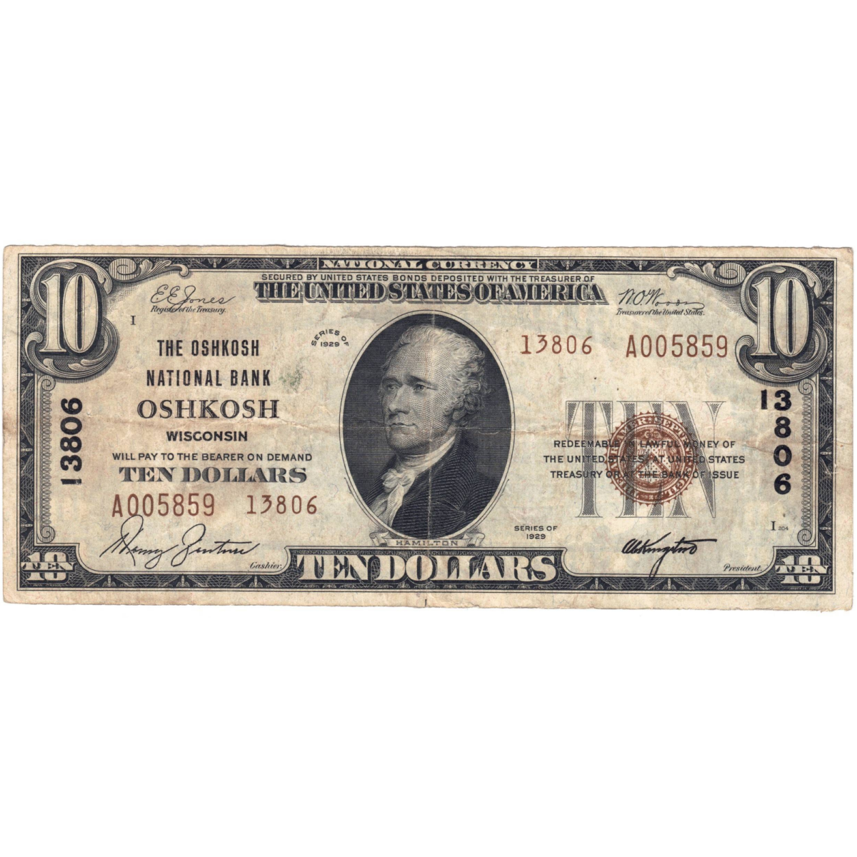 USA 10 dollars 1929 avers 071 oshkosh
