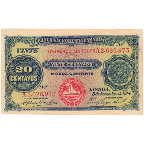 mozambique 20 centavos 1915 avers 116