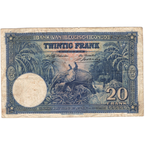 congo belge 20 francs 1946 revers 111