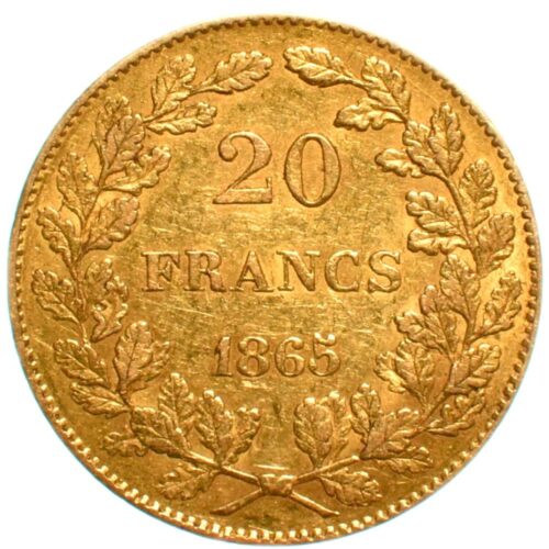 Belgique 20francs or 1865 avers 406