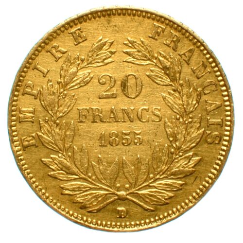 20 francs or 1855 D Lyon avers 457