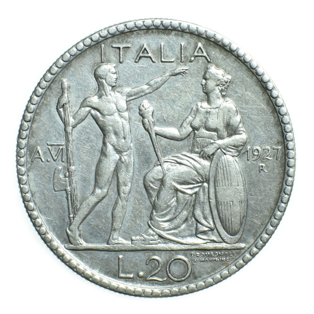Italie 20lire 1927 avers 388