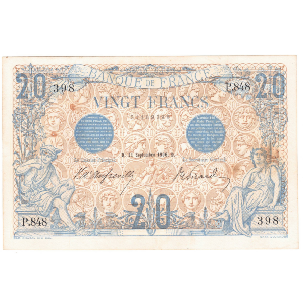 20 francs bleu 1906 avers 023