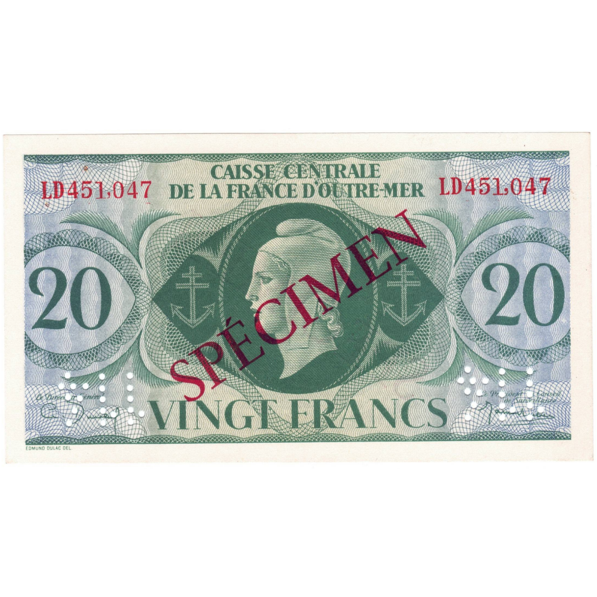 outre mer 20 francs specimen 1941 avers 028