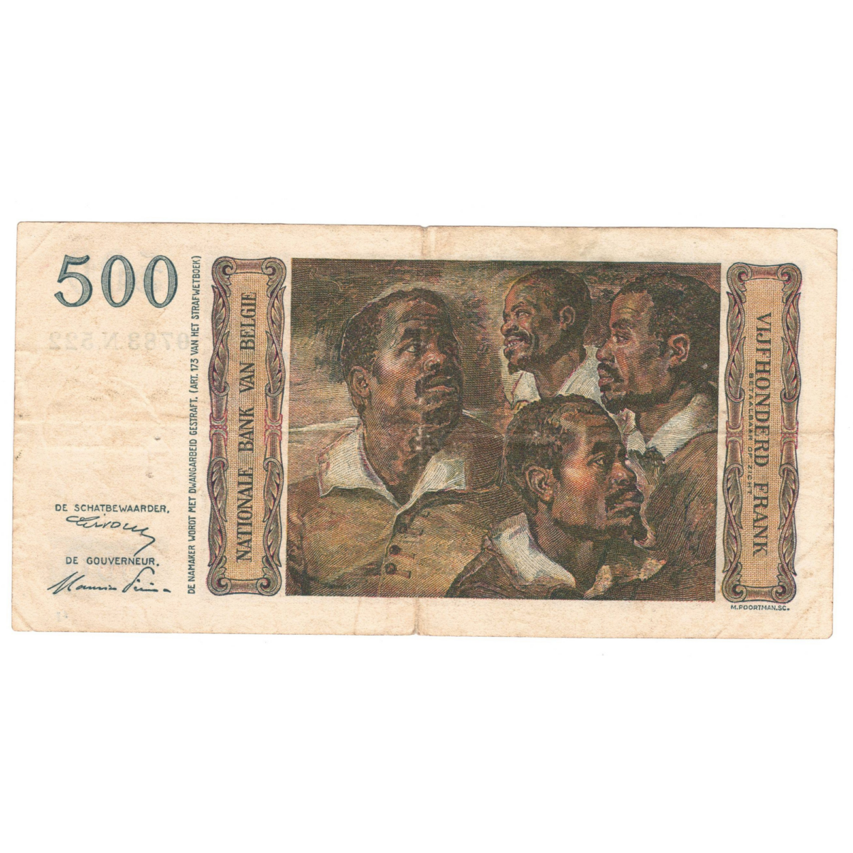 belgique 500 francs 1952 revers 069