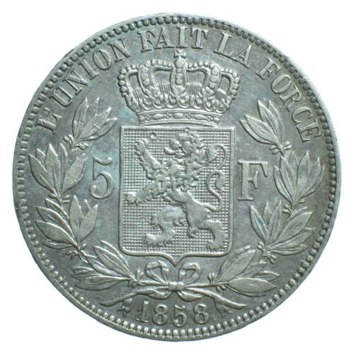 5 francs belgique 1858 revers 110
