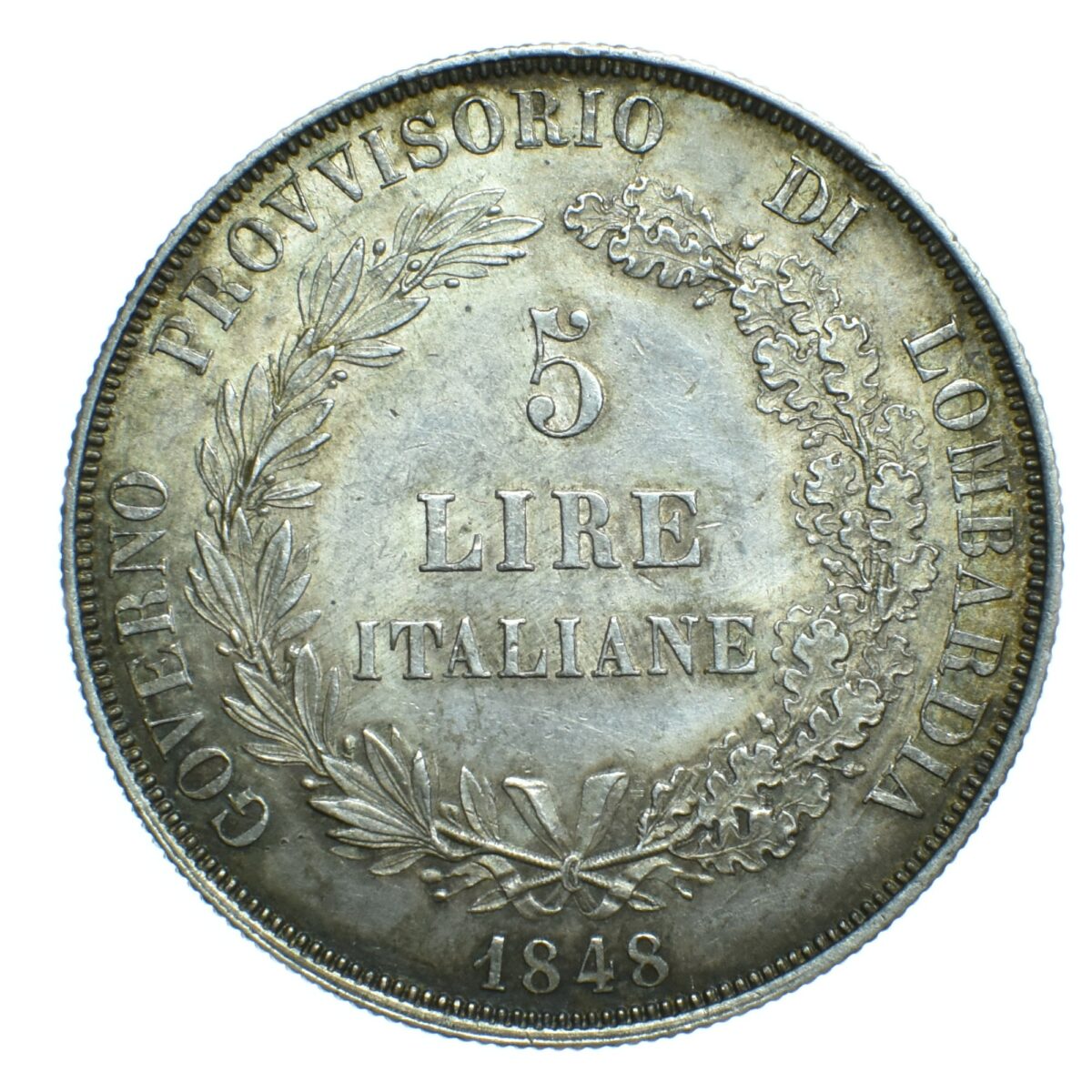 5 lire lombardie 1848 avers 259