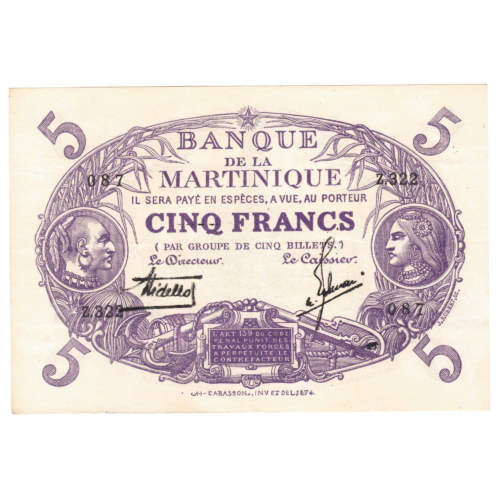 martinique 5 francs cabasson 1934 avers 010