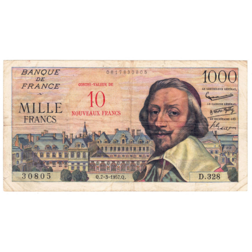 France 10 nouveaux francs Richelieu 1957 avers 0025