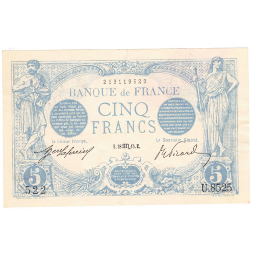 France 5 francs bleu 1915 avers 0021