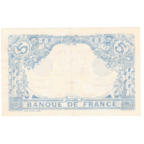 France 5 francs bleu 1915 revers 0021