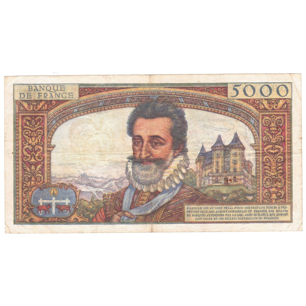 France 5000 francs Henri IV 1958 revers 0026