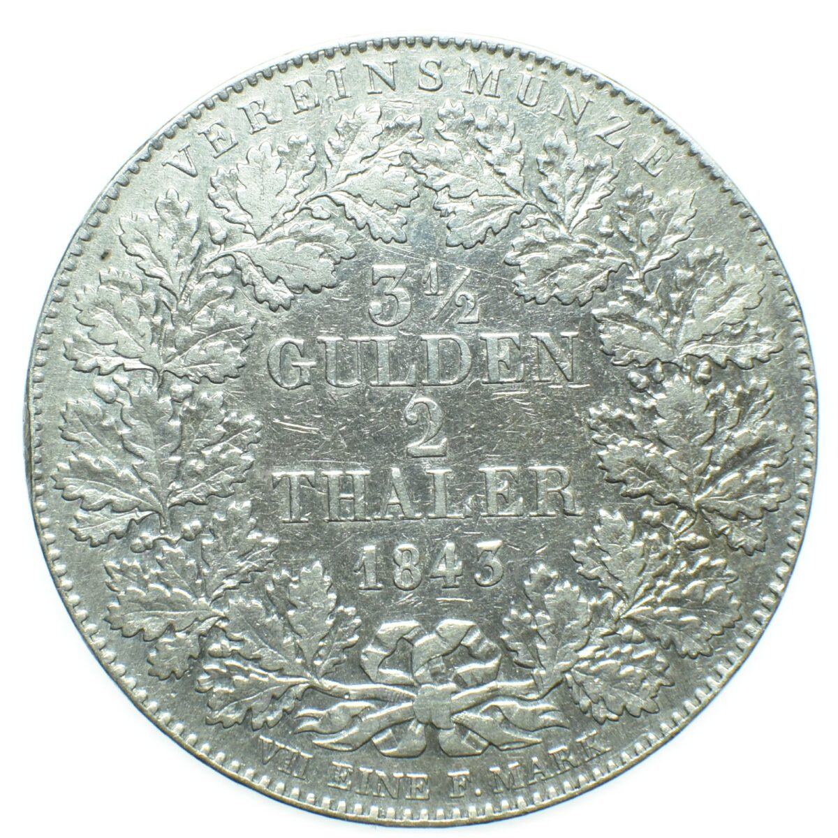 Francfort 2thaler 1843 avers 254