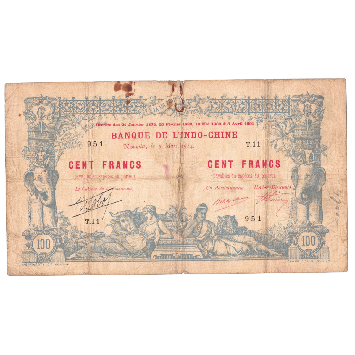 nouvelle caledonie 100 francs 1914 avers 050