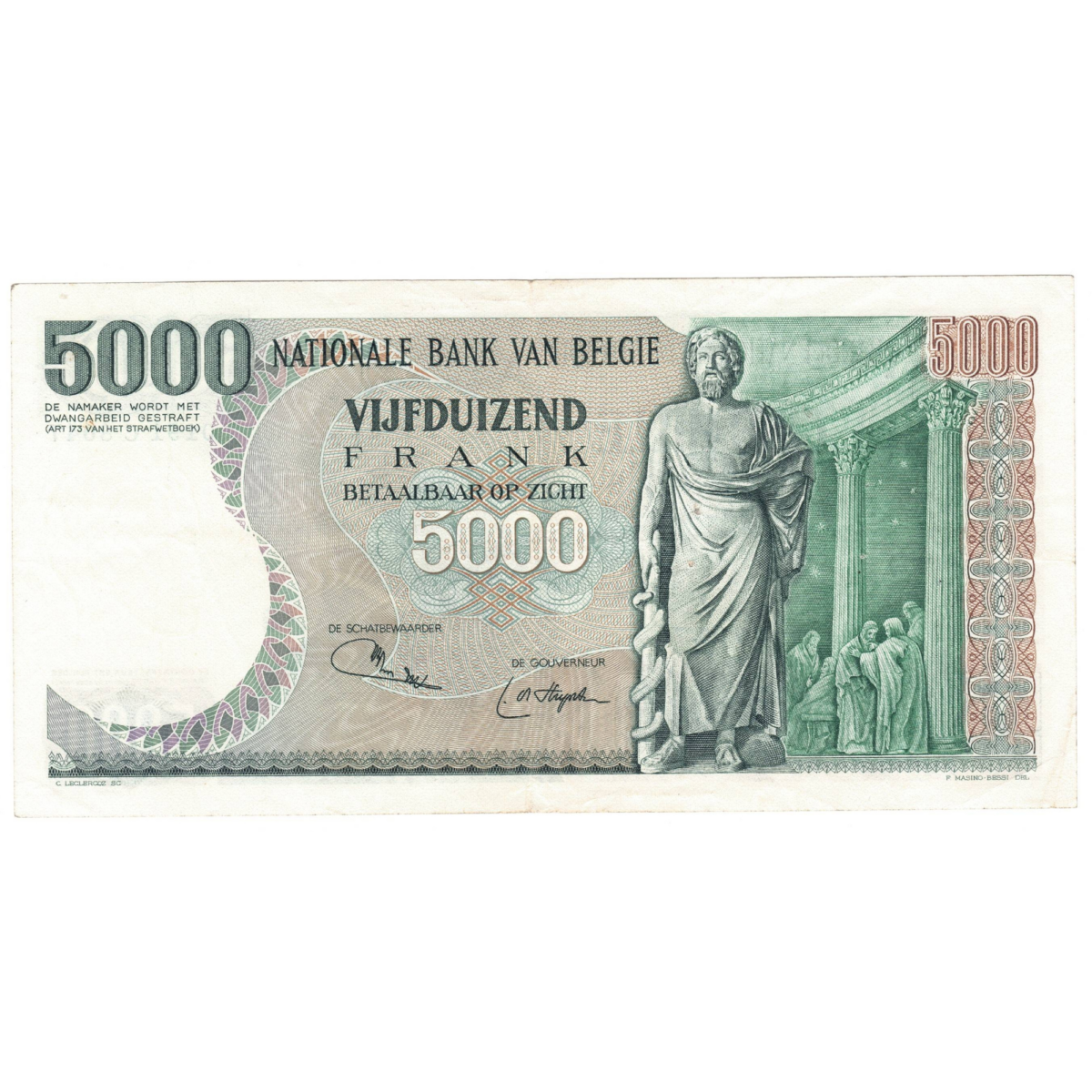 belgique 5000 francs 1975 revers 0087