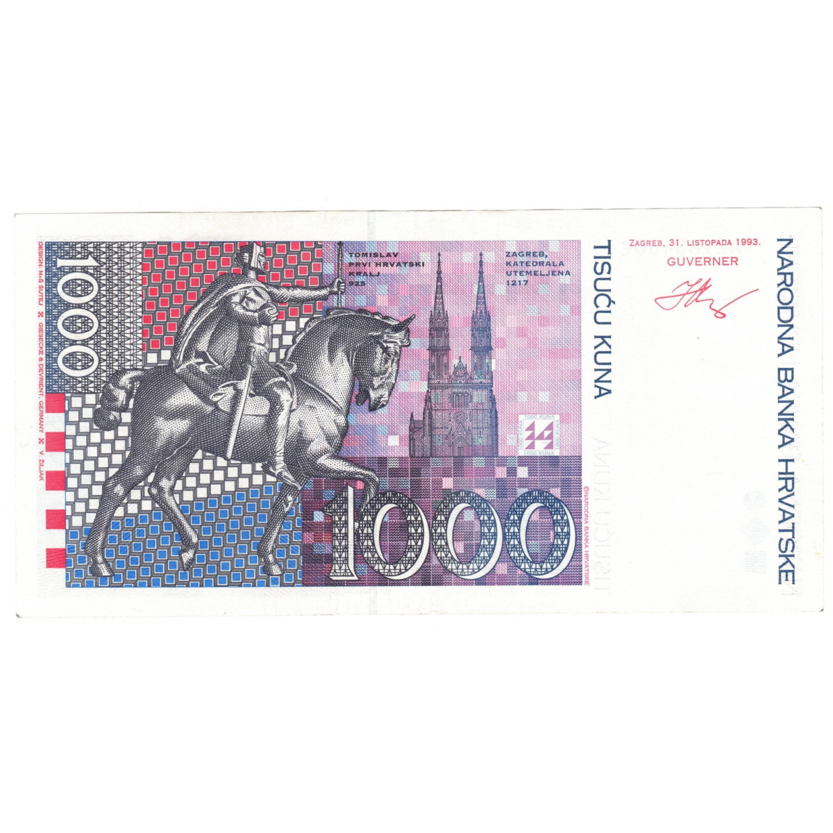 croatie 1000 kuna 1993 revers 0094