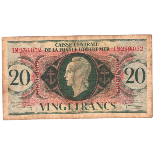 Guadeloupe 20 francs 1944 avers 0027