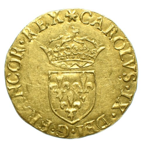 CHARLES9 ECU OR 1564 POITIERS REVERS