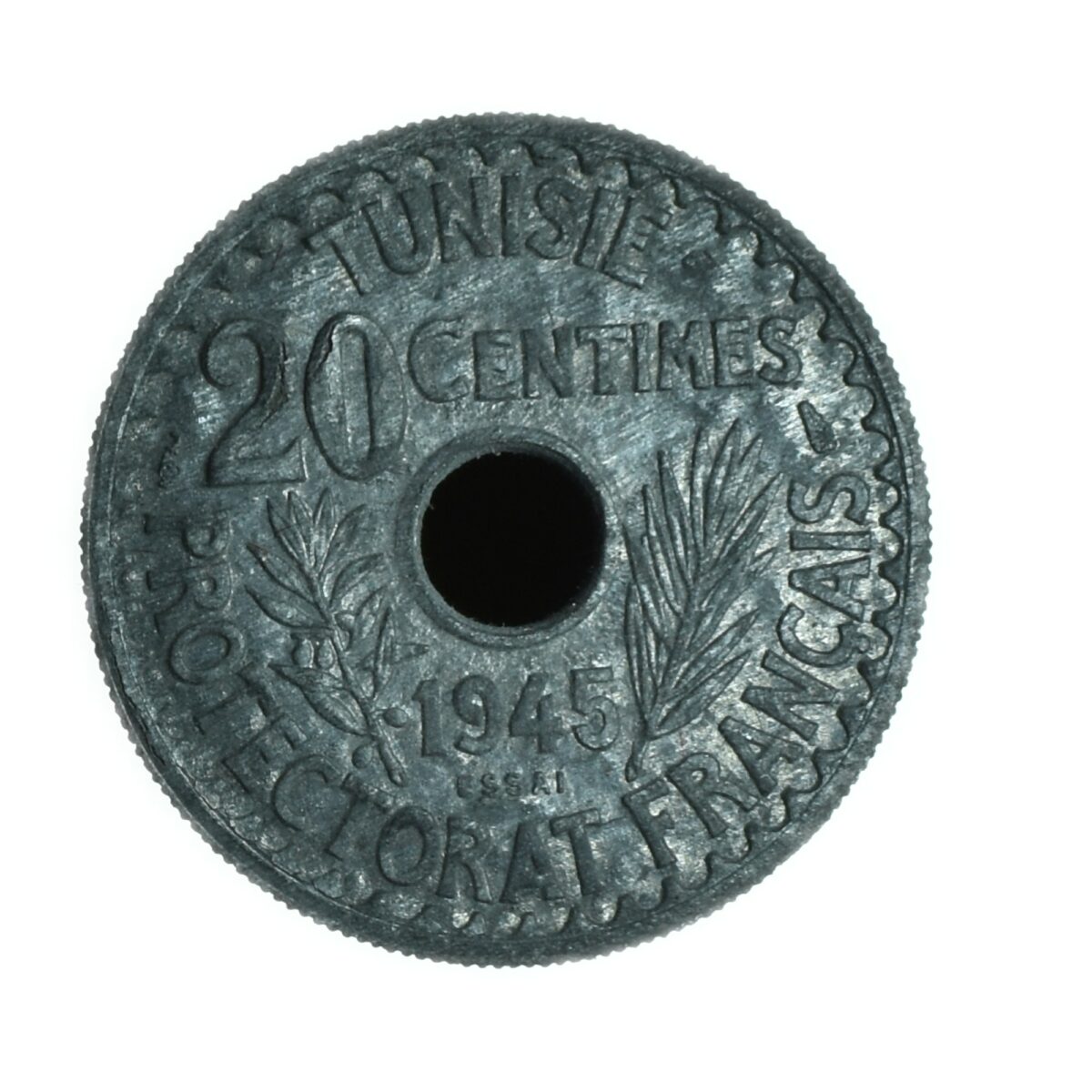 TUNISIE20CENTIMES1945ESSAIAVERS