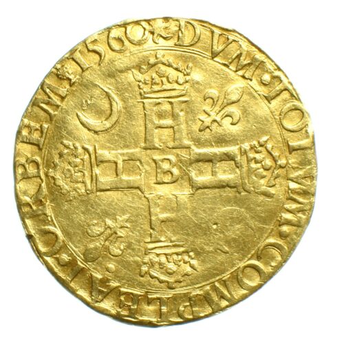 HENRI II DOUBLE HENRI OR 1560 ROUEN REVERS