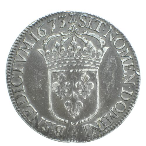 LOUIS XIV ECU CRAVATE 1673 PARIS REVERS