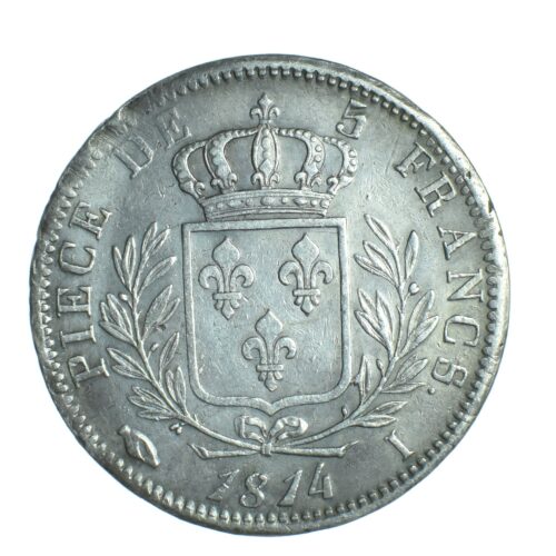 LOUIS XVIII 5 FRANCS 1814 LIMOGES REVERS