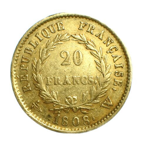 NAPOLEON IER 20 FRANCS OR 1808 LILLE AVERS