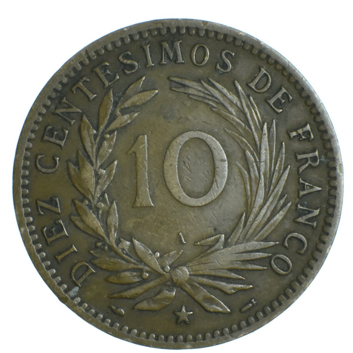 REPUBLIQUE DOMINICAINE 10 CENTESIMOS 1891 AVERS