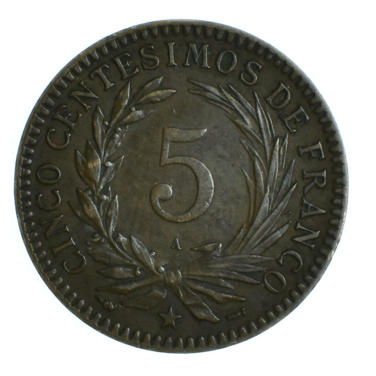 REPUBLIQUE DOMINICAINE 5 CENTESIMOS 1891 AVERS