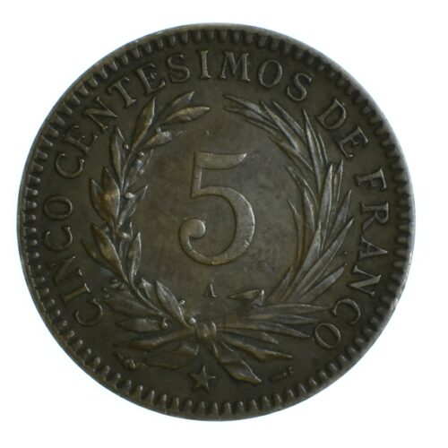 REPUBLIQUE DOMINICAINE 5 CENTESIMOS 1891 AVERS