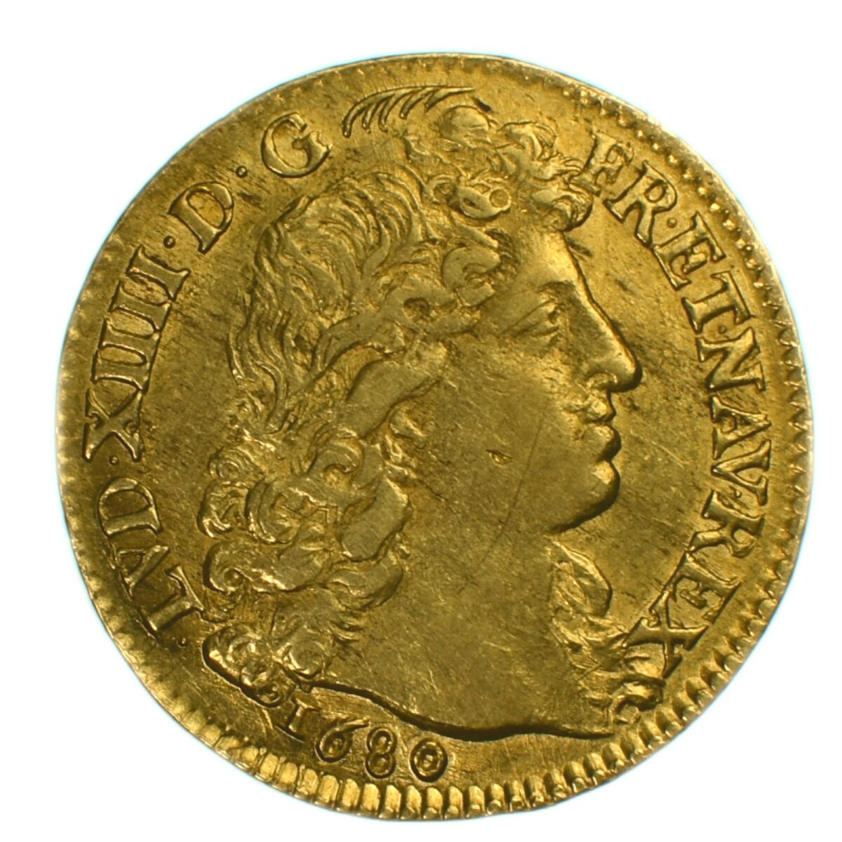 LOUIS XIV 1680 TETE VIRILE AVERS OR