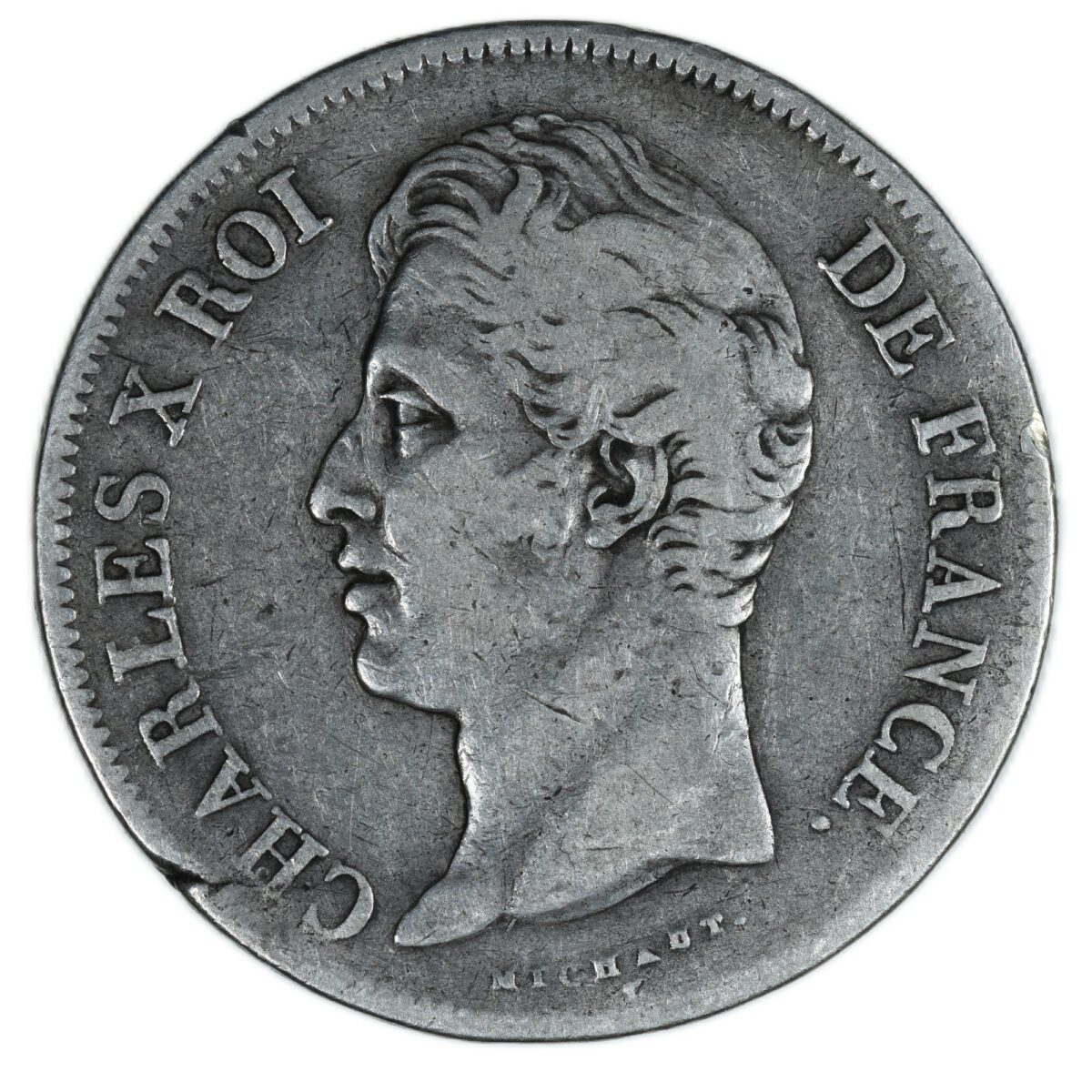 CHARLES X 5 FRANCS 1827 MARSEILLE REVERS