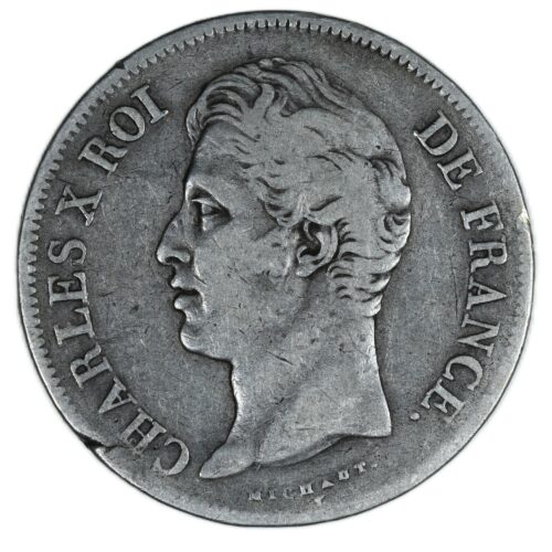 CHARLES X 5 FRANCS 1827 MARSEILLE REVERS