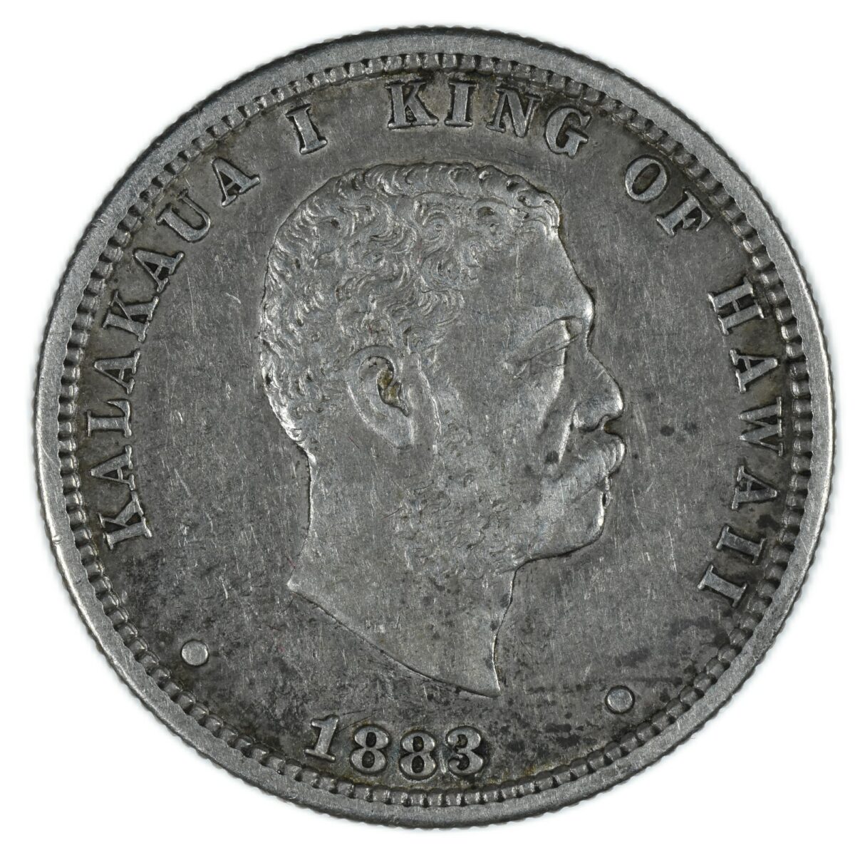 HAWAII QUARTER DOLLAR 1883 AVERS