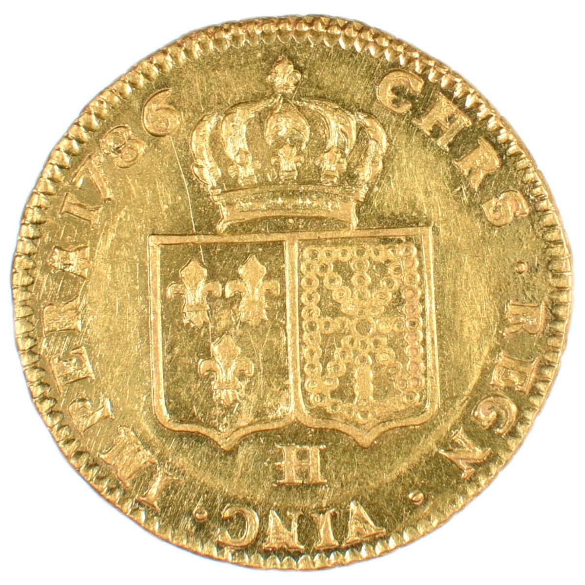 LOUIS XVI DOUBLE LOUIS OR 1786 LA ROCHELLE REVERS