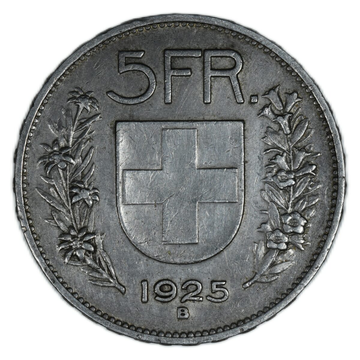 SUISSE 5 FRANCS ARGENT 1925 AVERS