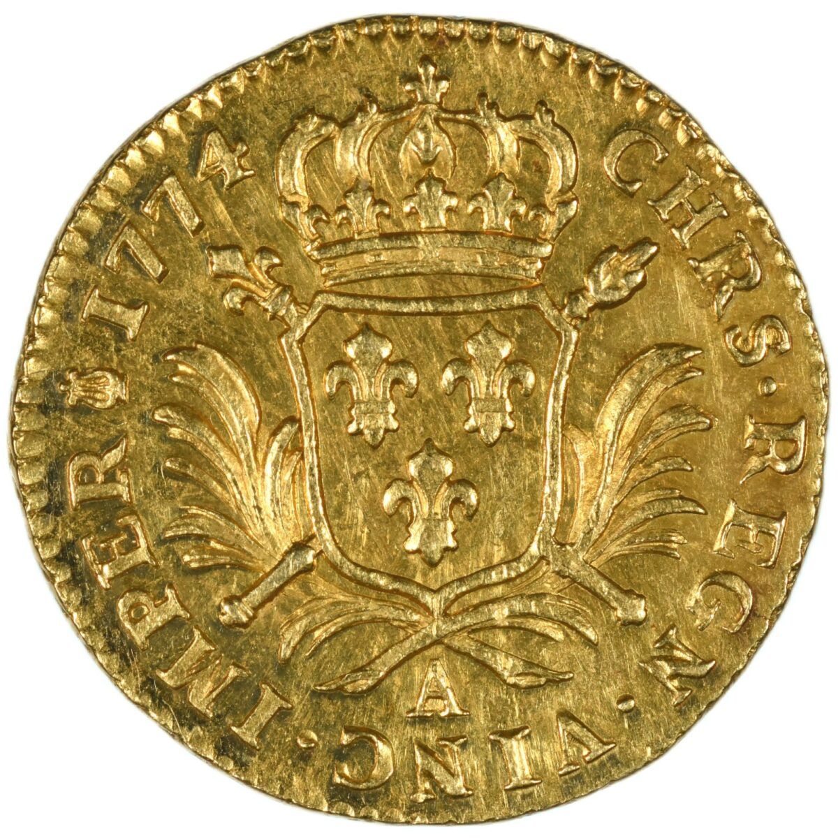 LOUIS XVI LOUIS OR AUX PALMES 1774 REVERS