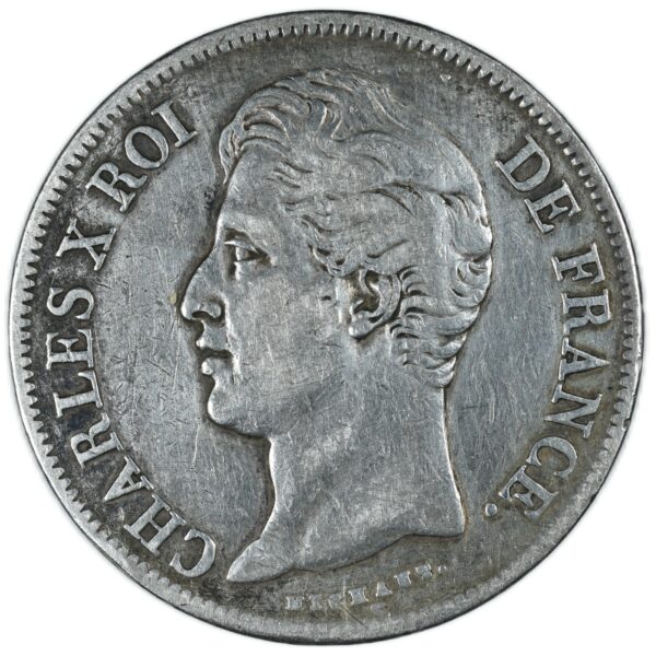 CHARLES X 5 FRANCS 1828 M AVERS