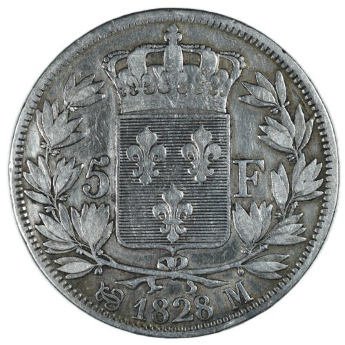 CHARLES X 5 FRANCS 1828 M REVERS