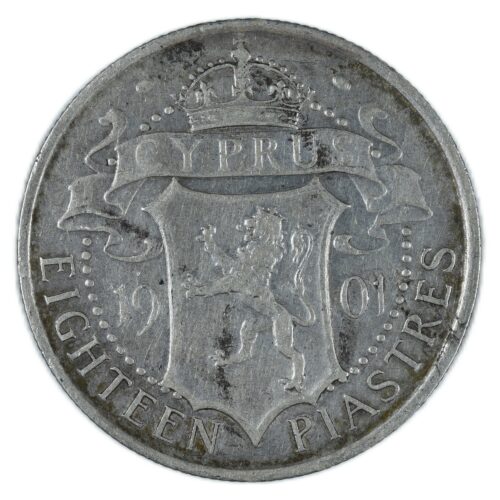 CHYPRE 9 PIASTRES 1901 REVERS