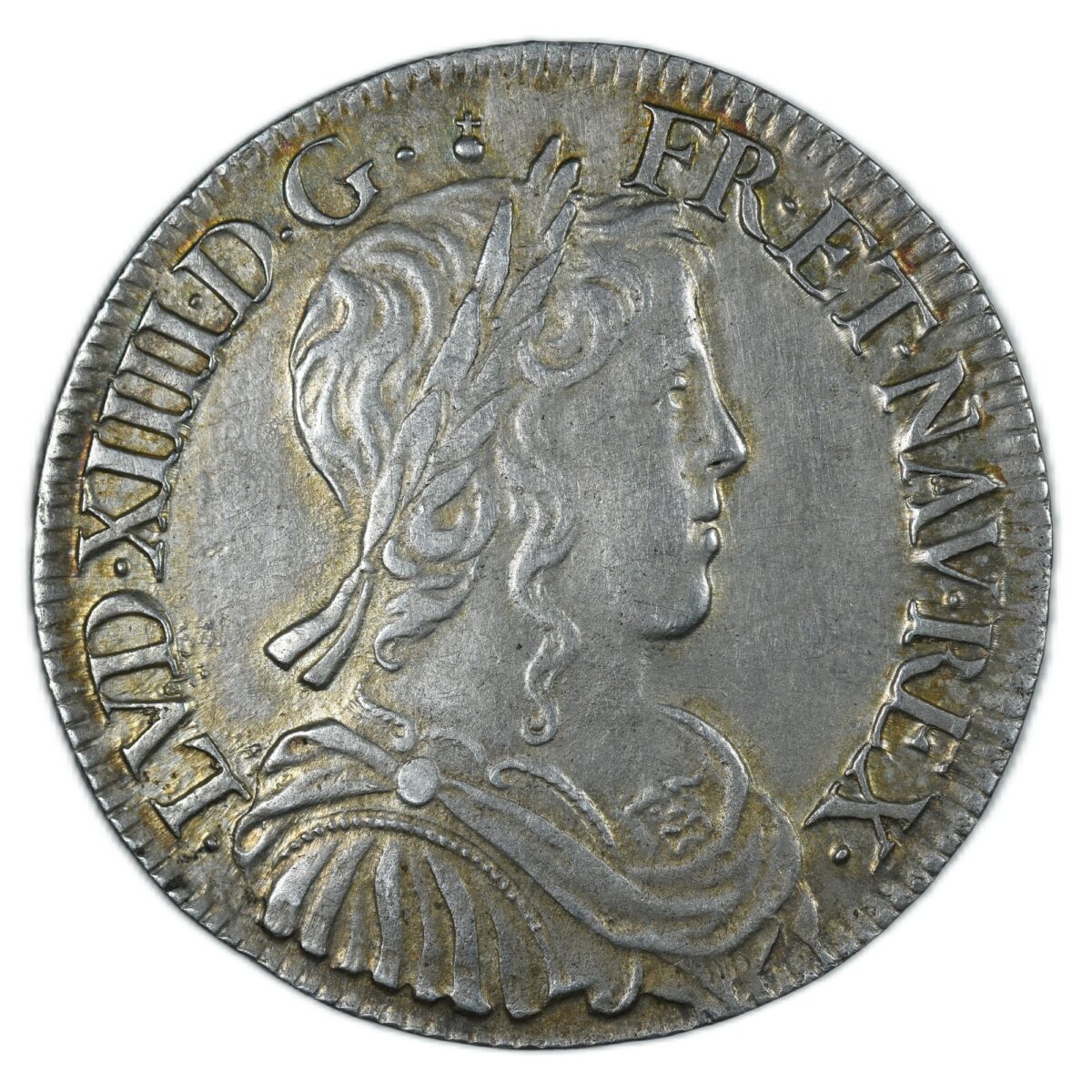 LOUIS XIV DEMI ECU 1655 AMIENS AVERS