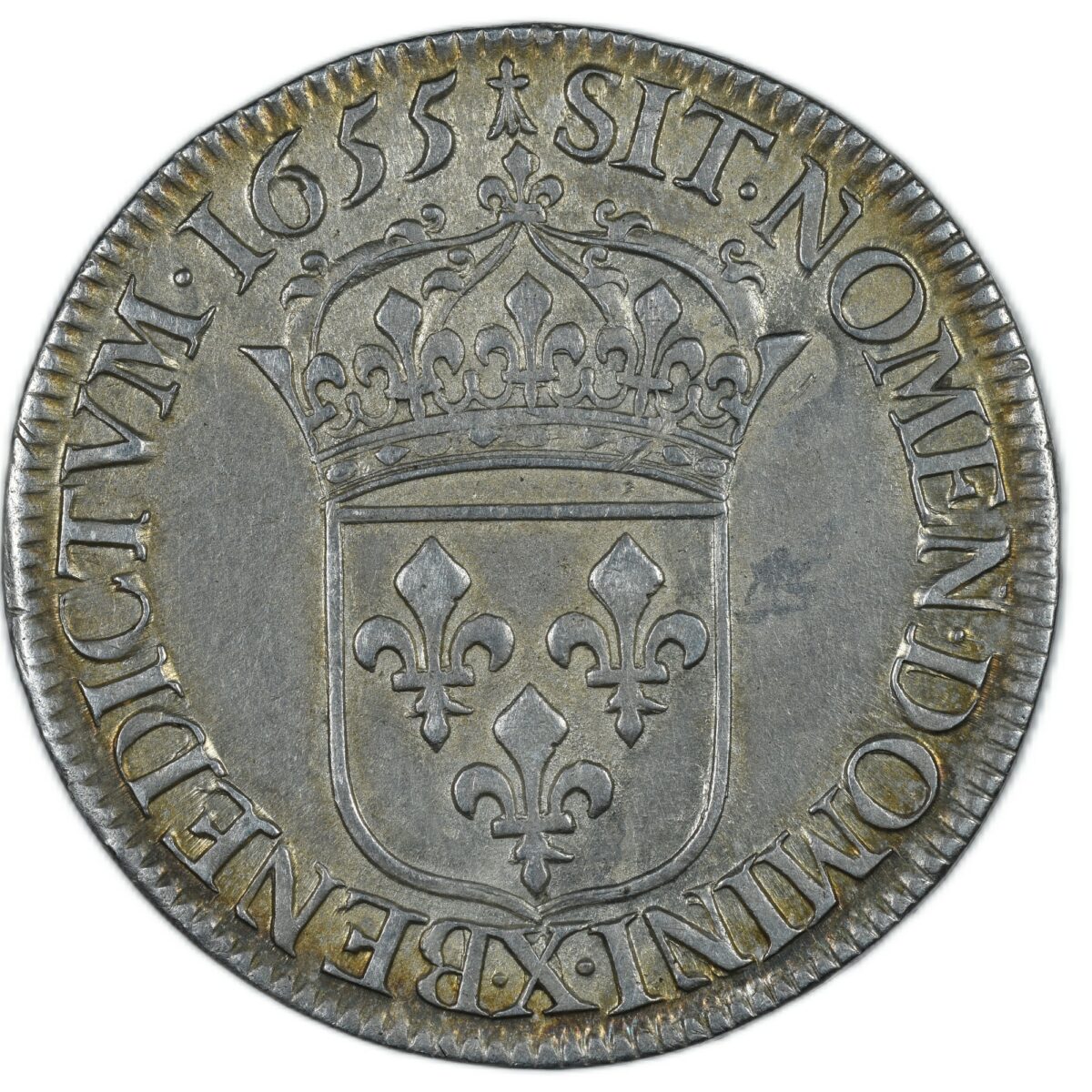 LOUIS XIV DEMI ECU 1655 AMIENS REVERS