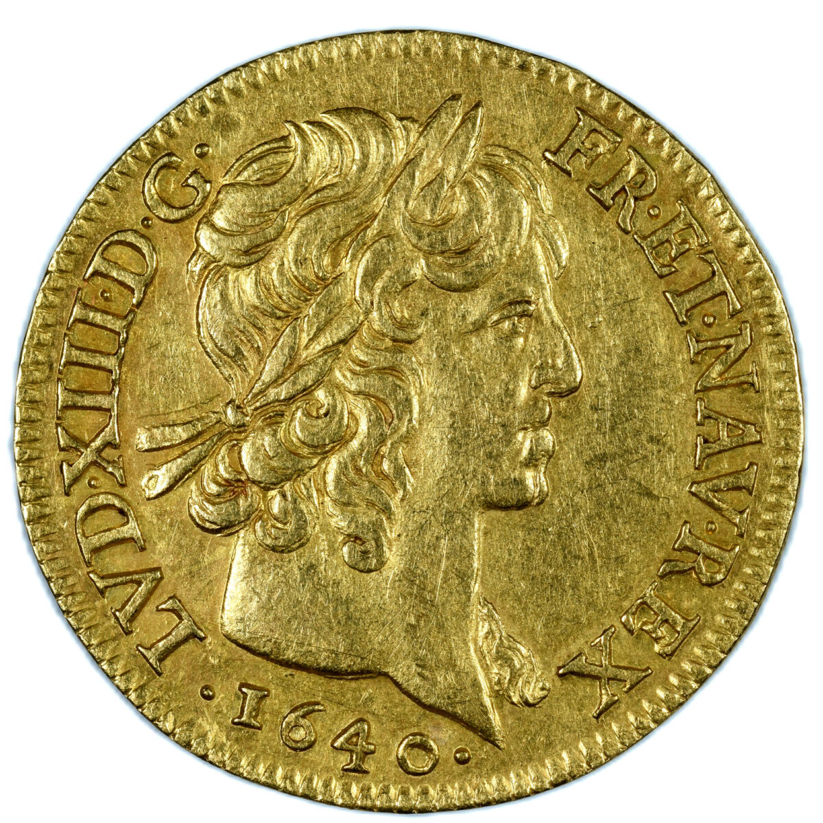 LOUIS XIII LOUIS OR MECHE COURTE 1640 AVERS