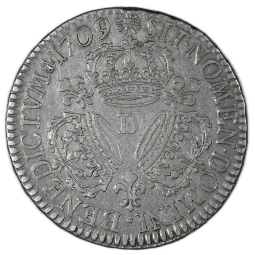 LOUIS XIV DEMI ECU 1709 D LYON REVERS