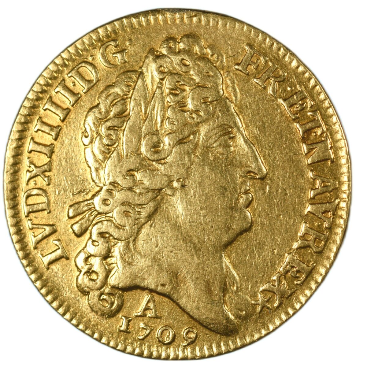 LOUIS XIV LOUIS OR SOLEIL 1709 PARIS AVERS