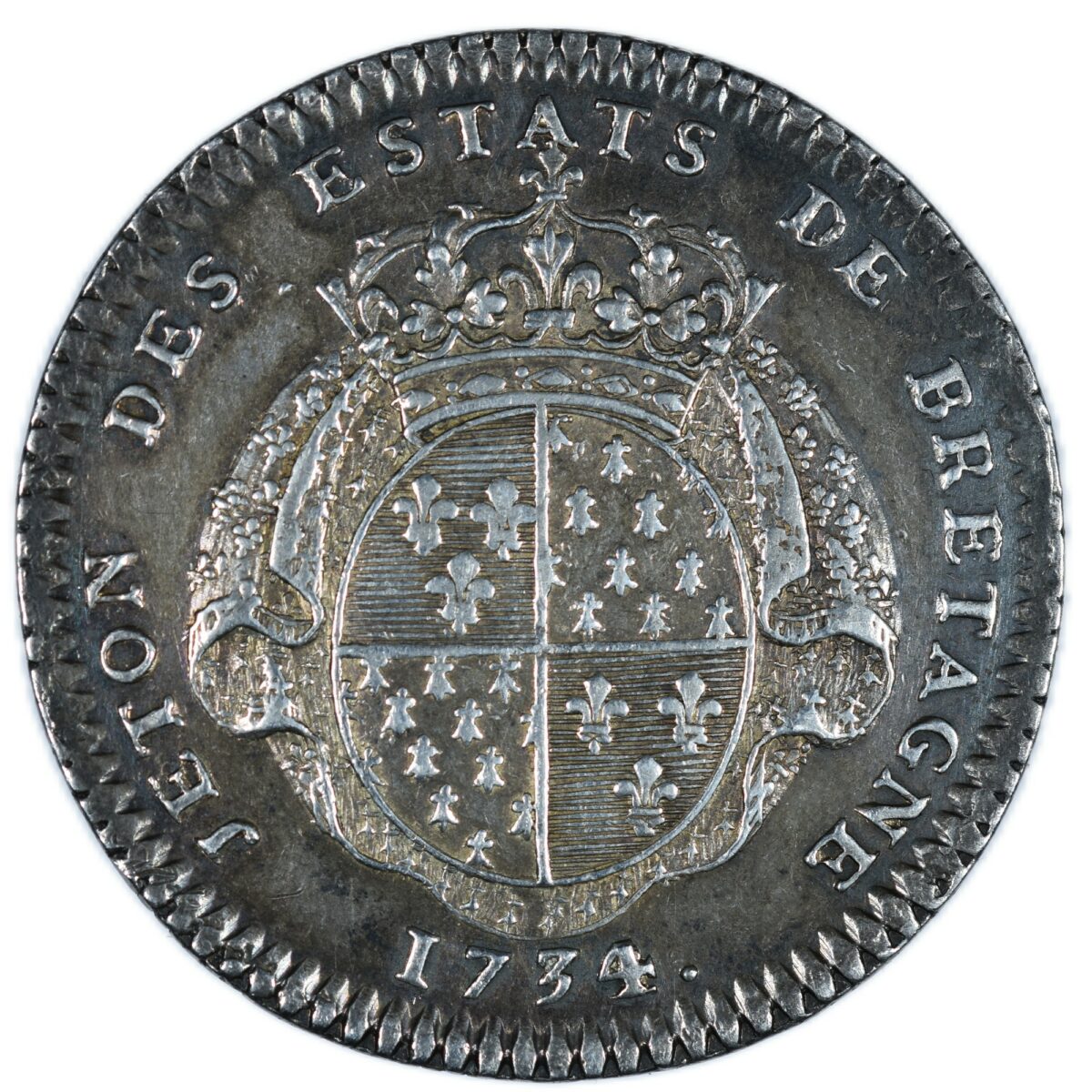 BRETAGNE JETON ARGENT 1734 REVERS