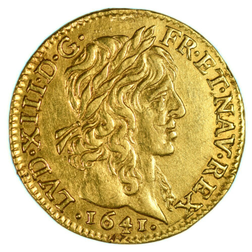 LOUIS XIII DEMI LOUIS OR 1641 AVERS