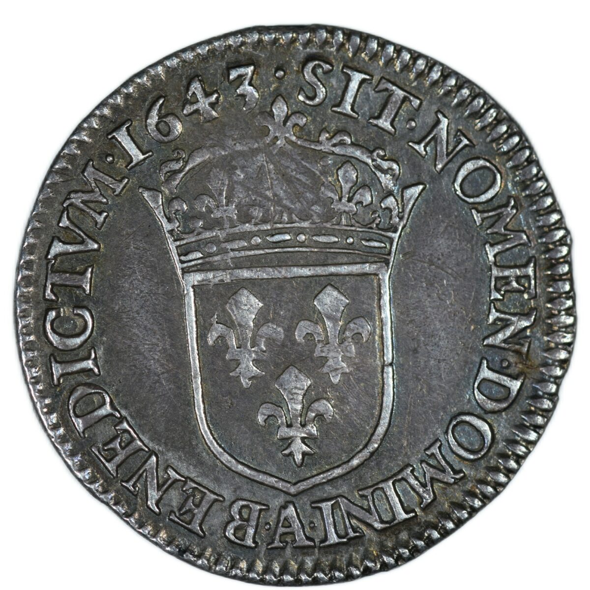 LOUIS XIV DOUZIEME ECU 1643 PARIS REVERS